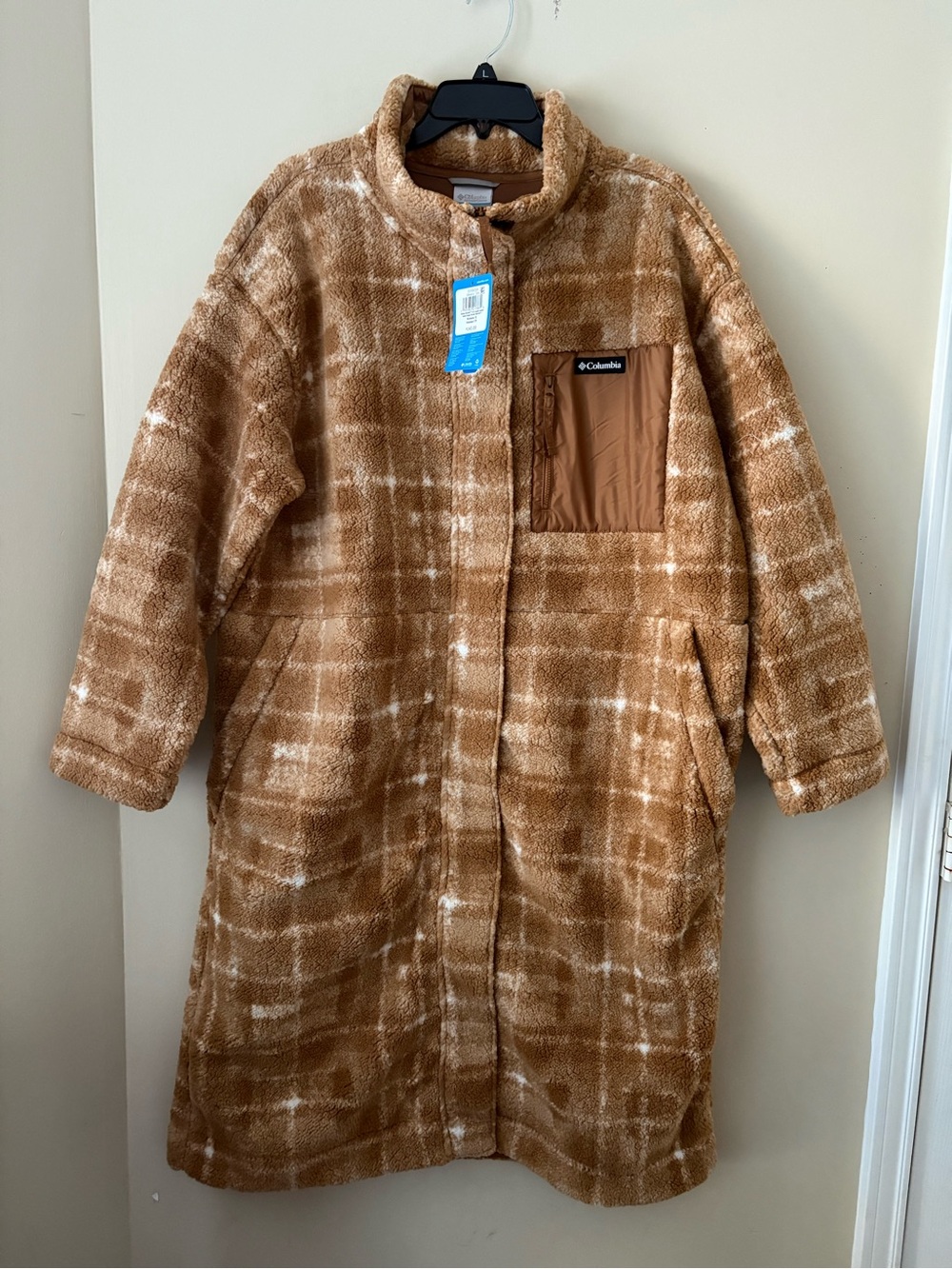 Columbia Brown Plaid Fleece Women’s Relaxed Fit Teddy Coat Sz. 1X New